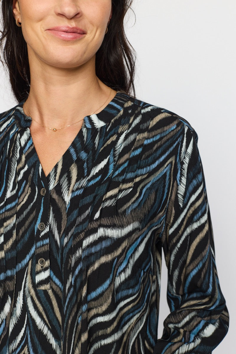 2 Biz Dorte Bluse Blå Brun