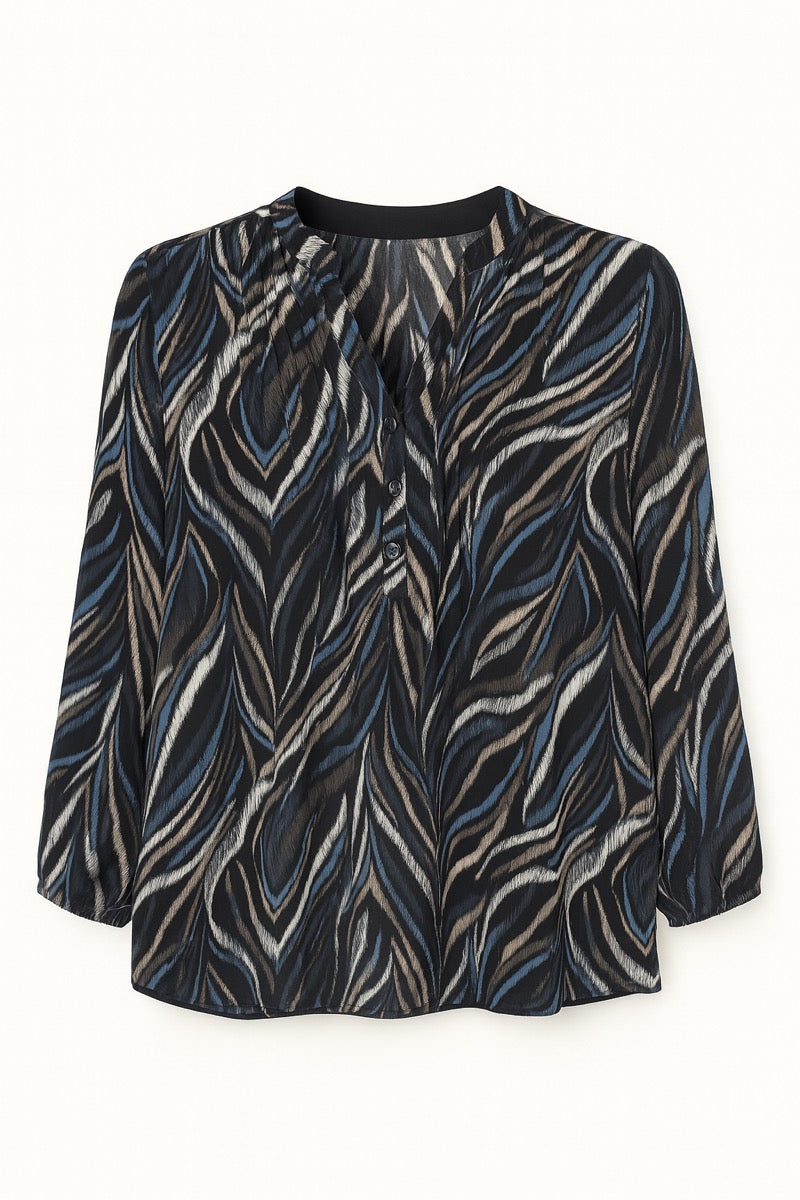 2 Biz Dorte Bluse Blå Brun