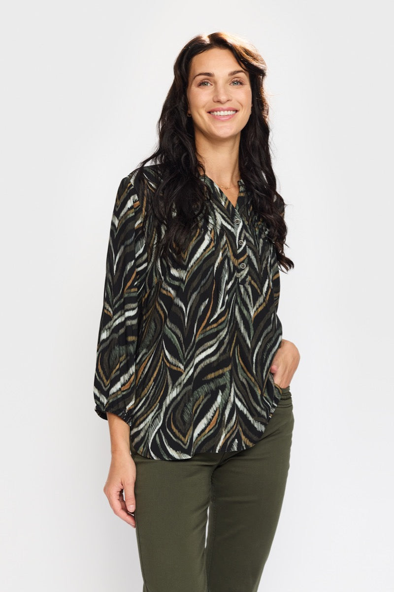 2 Biz Dorte Bluse Blå Brun
