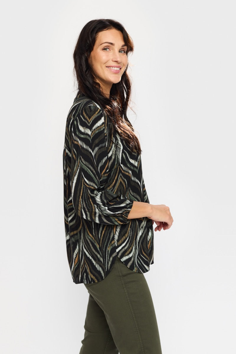2 Biz Dorte Bluse Grøn Brun