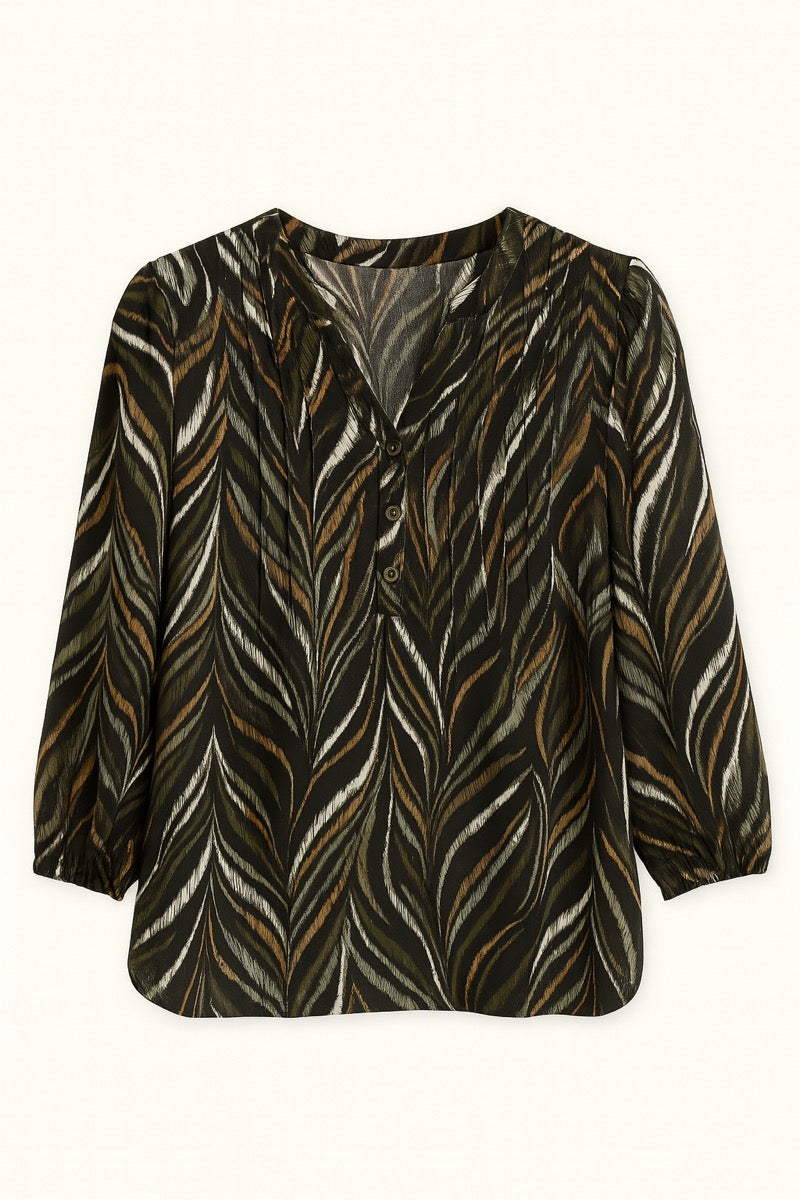 2 Biz Dorte Bluse Grøn Brun
