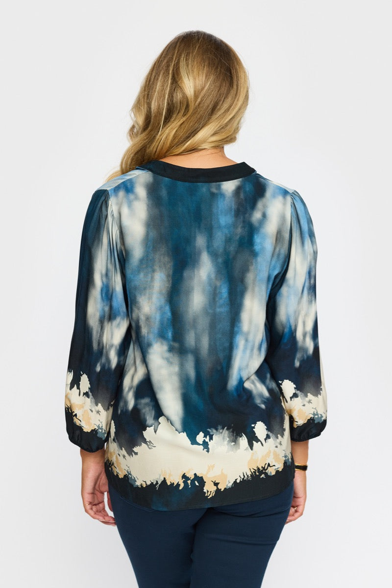 2 Biz Eline Bluse Wave Blå