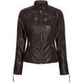 BTF Biker Jakke Dark Coffee w Light Gold acc
