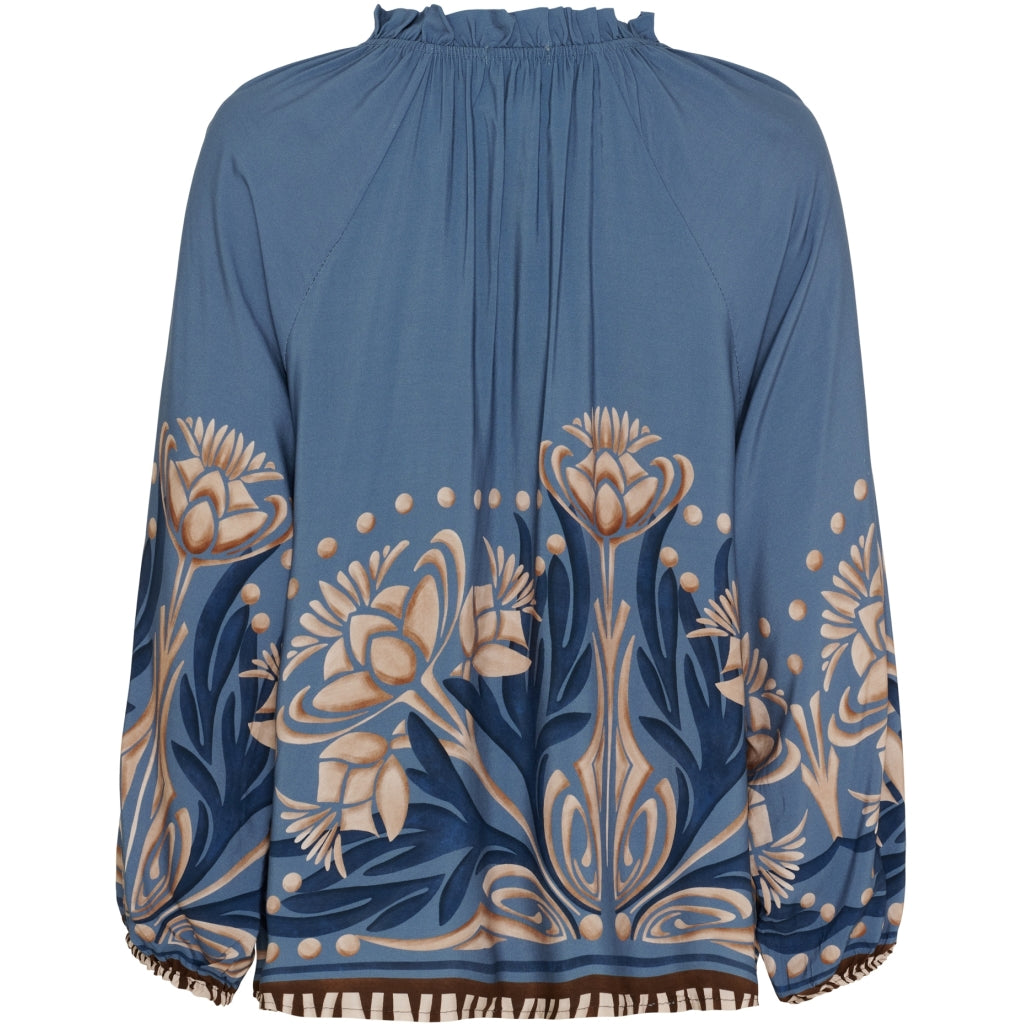 Marta Du Chateau Octavia Skjorte Blomster Jeans Blå