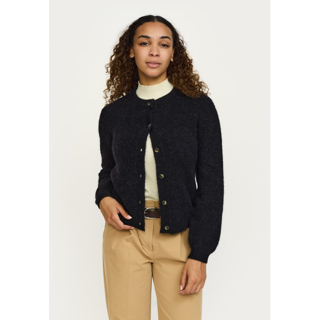 Soft Rebels Allison O Neck Strik Cardigan Sort