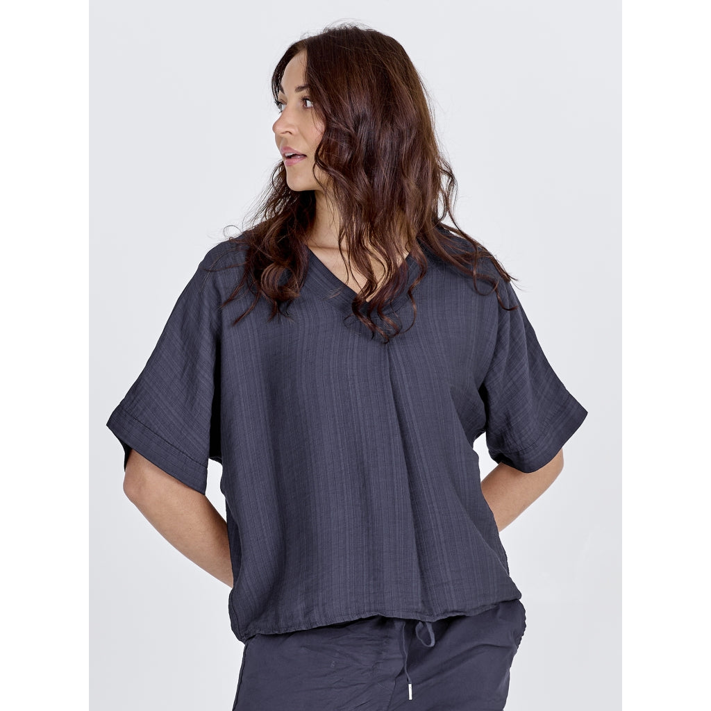 Nü Denmark Cinda Bluse Kortærmet Navy Blå