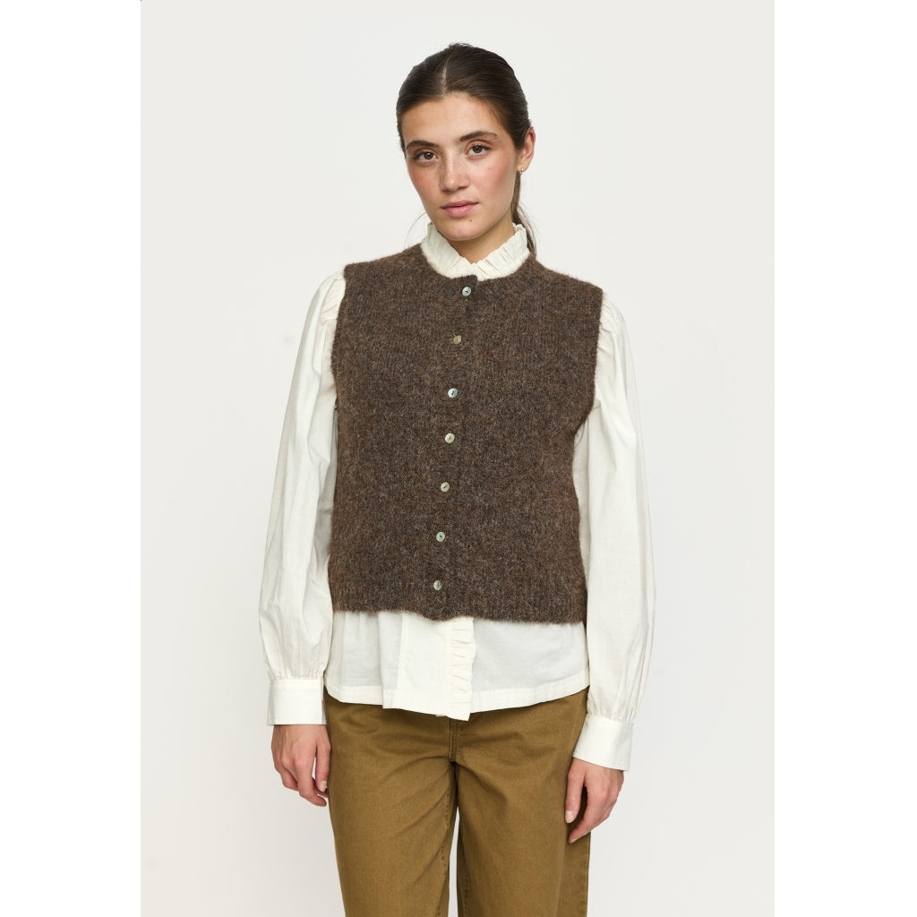Soft Rebels Camilla Strik Vest Demitasse Melange Brun