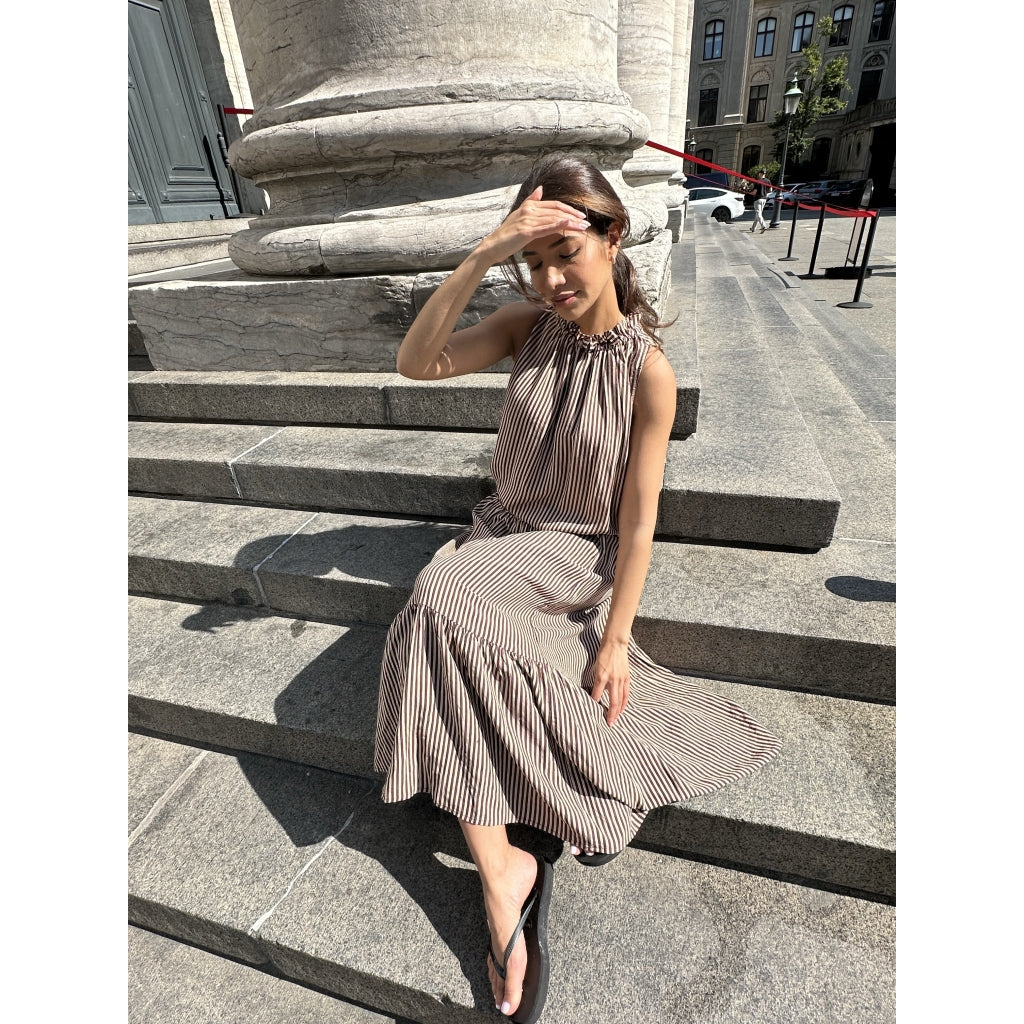 Continue CPH Maja Maxi Nederdel Stribet Brun