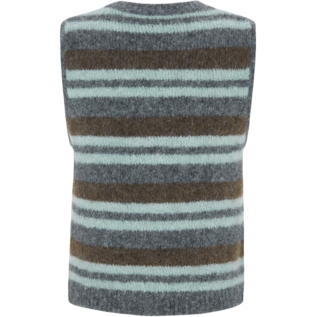 Soft Rebels Camilla Strik Vest Stribet Puritan Brun Turkis