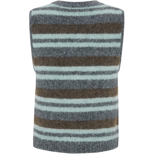 Soft Rebels Camilla Strik Vest Stribet Puritan Brun Turkis