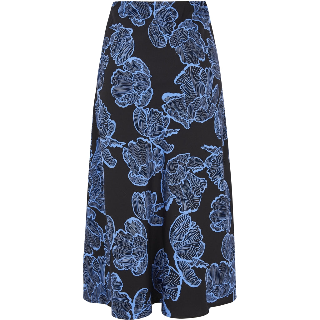Soft Rebels Hanni Midi Nederdel Blomster Frill Sort