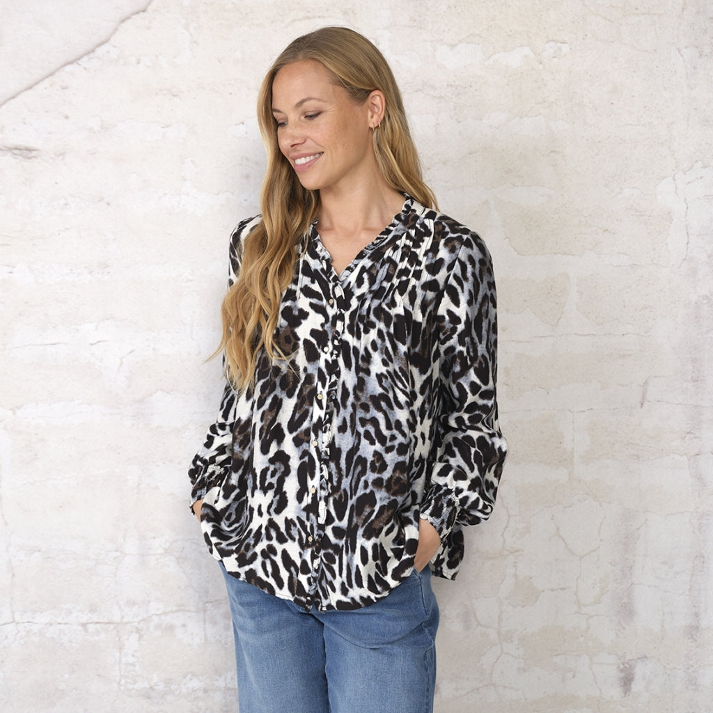 Prepair Macy Bluse Leopard Grå Brun