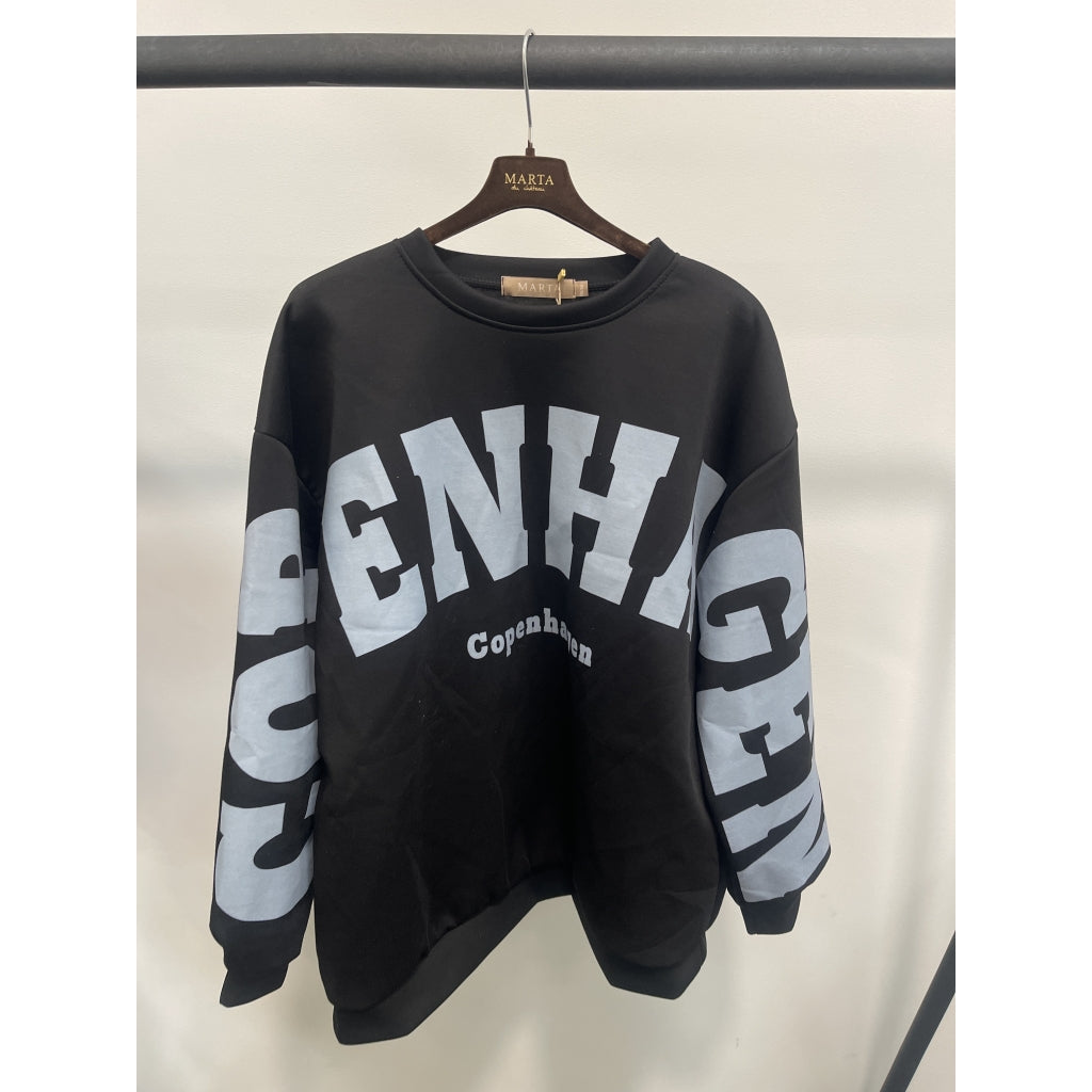 Marta Du Chateau Hibiscus Sweatshirt Sort Blå