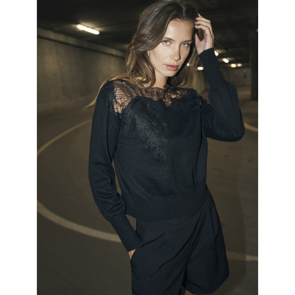 Nü Denmark Bobbi Strik Bluse Sort