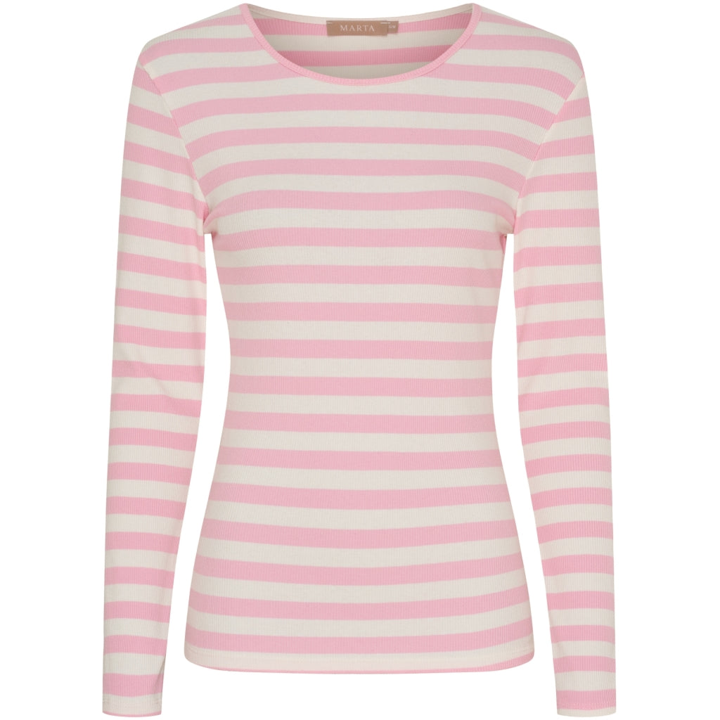 Marta Du Chateau Begonia T-shirt Langærmet Stribet Confetto Pink