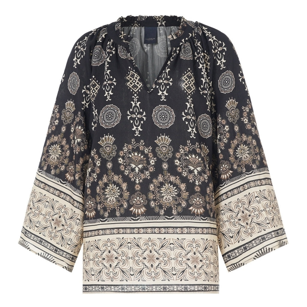 One Two Salinas Bluse Sort Creme