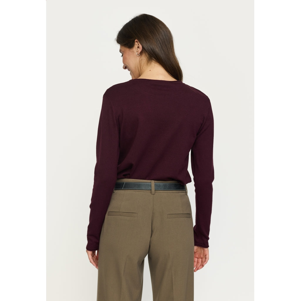 Soft Rebels Marla Strik O-Neck Roll Edge Vinyard Wine Rød