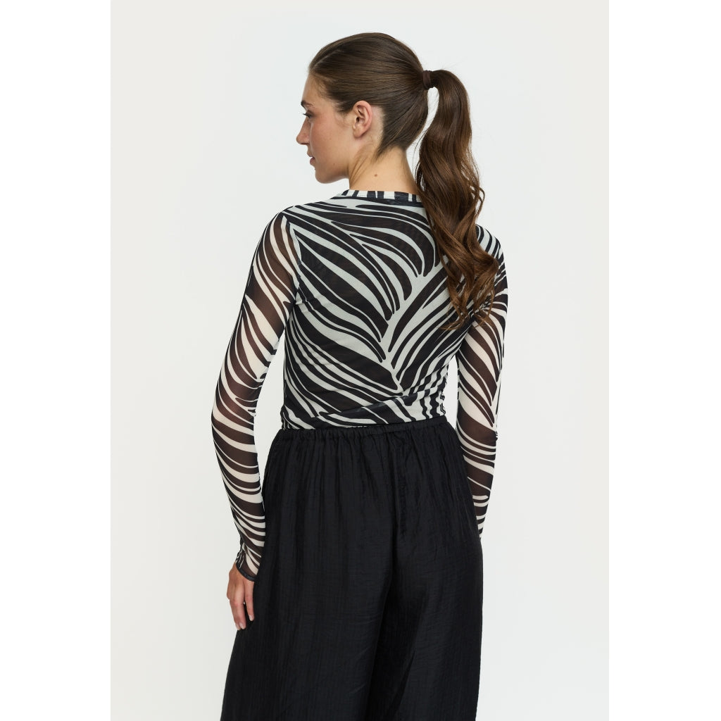 Soft Rebels Maryam Top Langærmet Zebra Print Sort