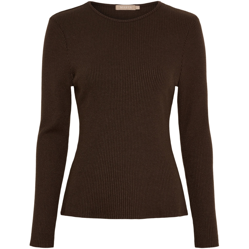 Marta Du Chateau Lunara T-shirt Langærmet Sølv Moro Mørk Brun