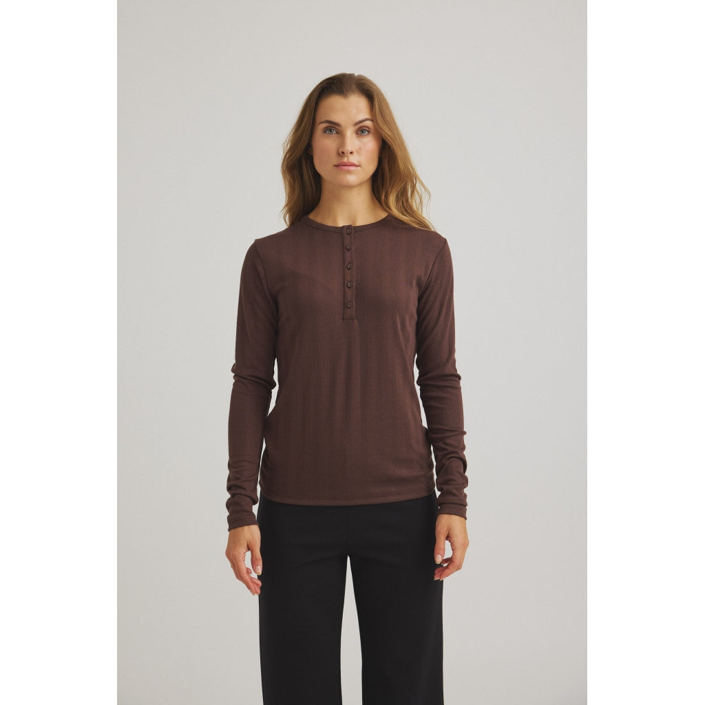 One Two Ambutto Pointelle T-shirt Bracken Brun