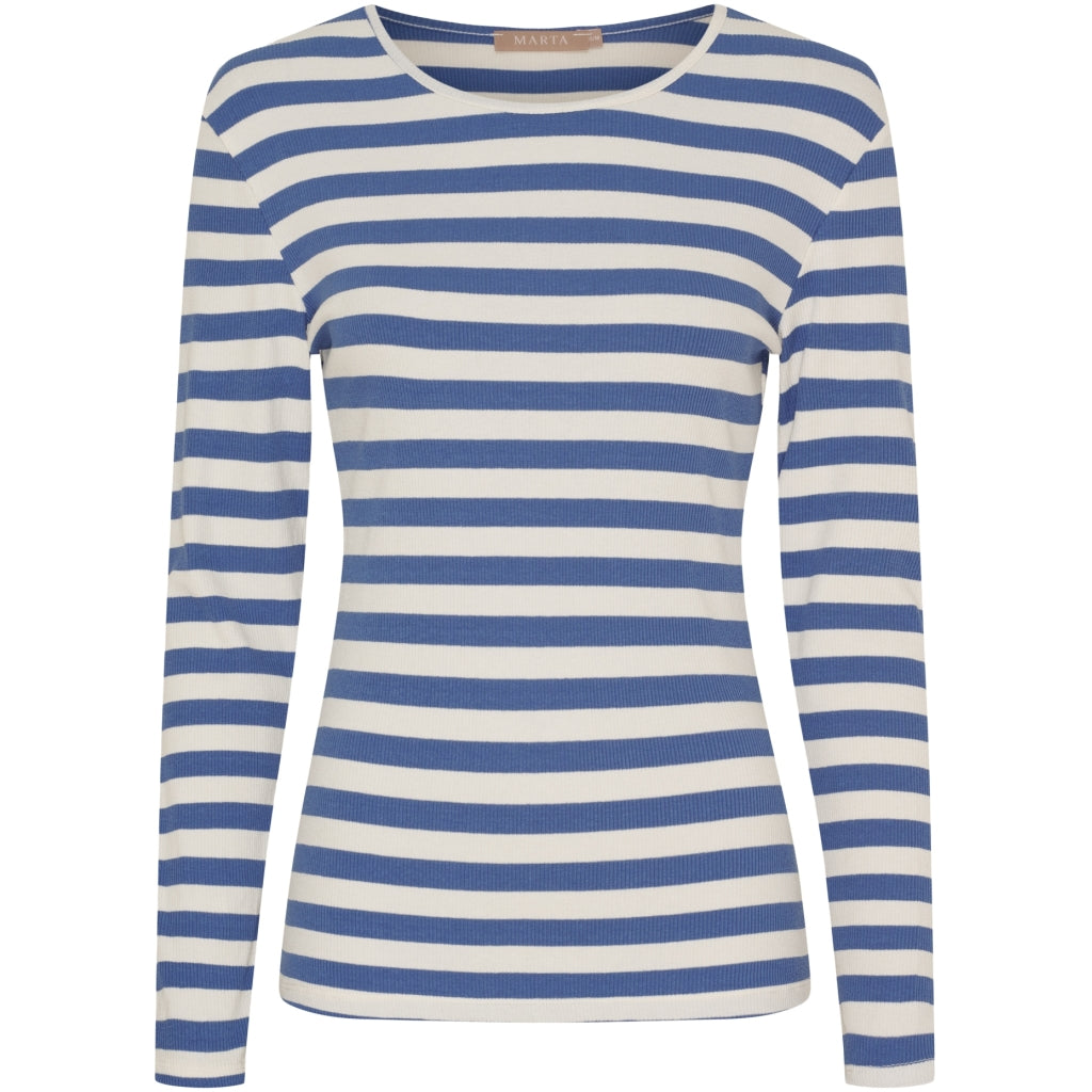 Marta Du Chateau Begonia T-shirt Langærmet Stribet Fiordo Blå