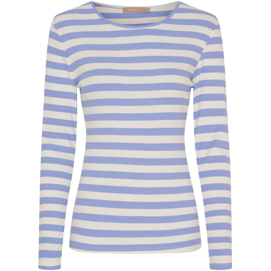 Marta Du Chateau Begonia T-shirt Langærmet Stribet Celeste Blå