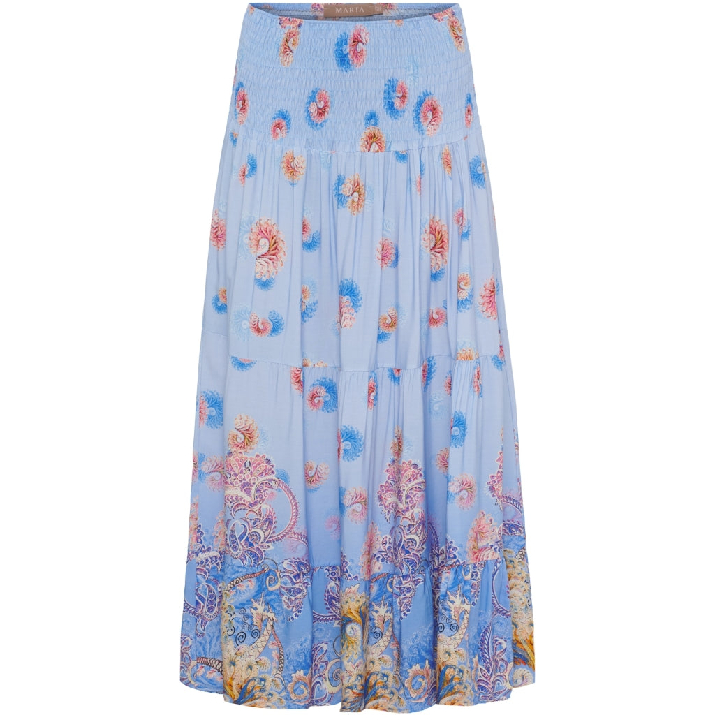 Marta Du Chateau Josefina Nederdel Print Blomster Celeste Blå