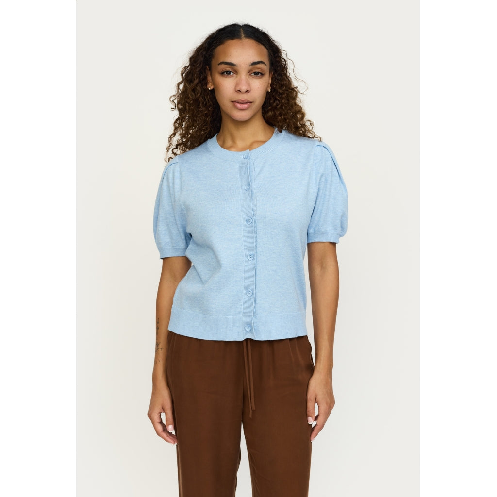 Soft Rebels Marla Strik Cardigan O-Neck Kortærmet Windsurfer Blå