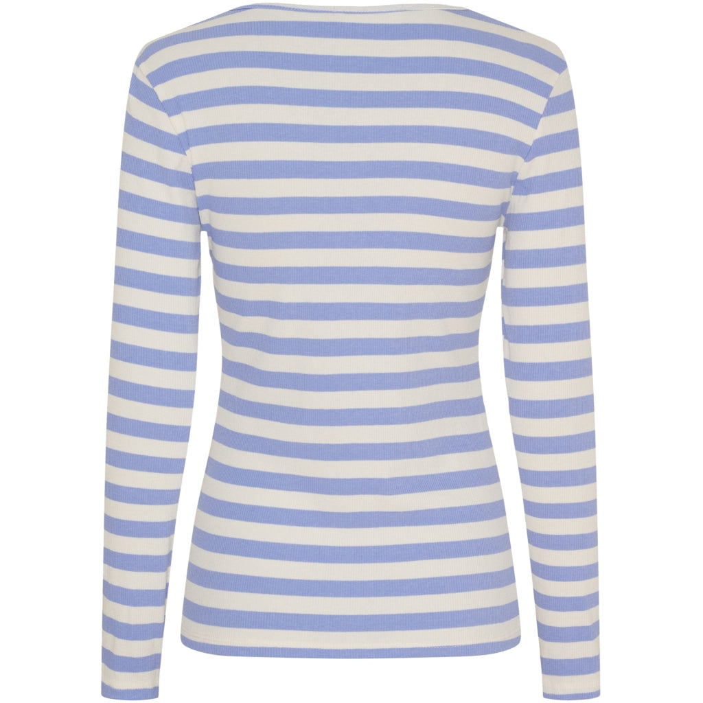 Marta Du Chateau Begonia T-shirt Langærmet Stribet Celeste Blå