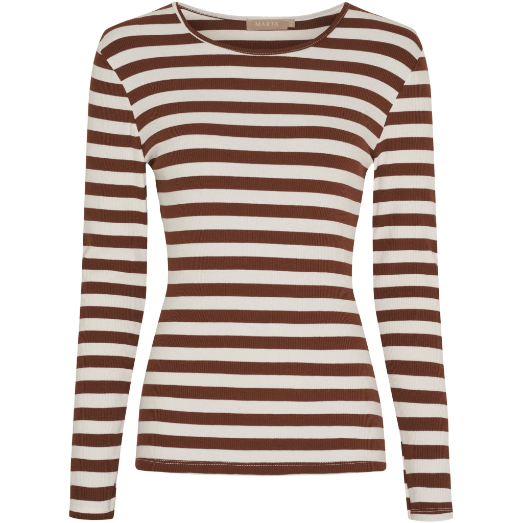 Marta Du Chateau Begonia T-shirt Langærmet Stribet Nødde Brun