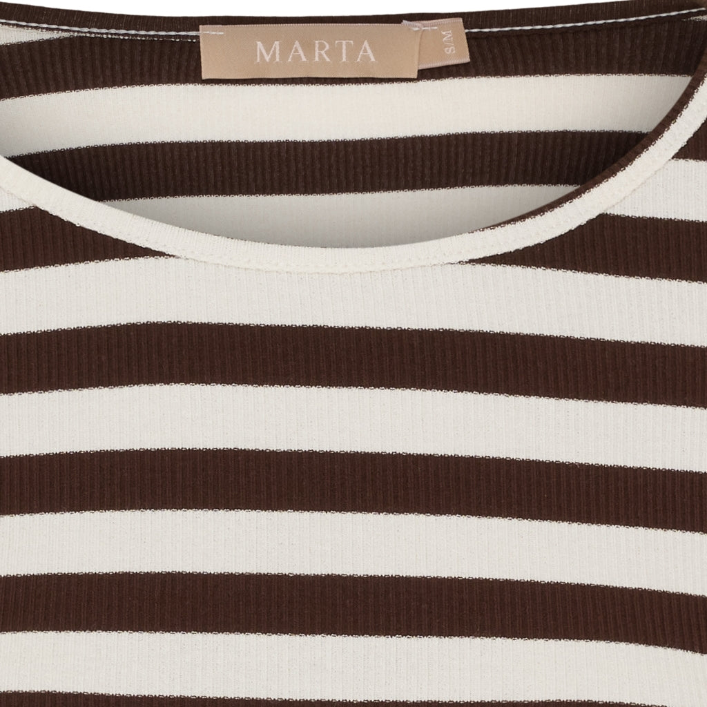 Marta Du Chateau Begonia T-shirt Langærmet Stribet Moro Brun