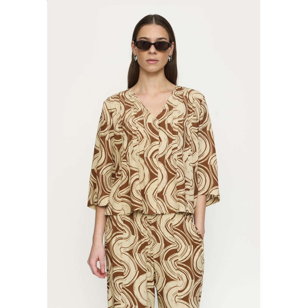 Soft Rebels Cline Skjorte Graphic Bison Brun