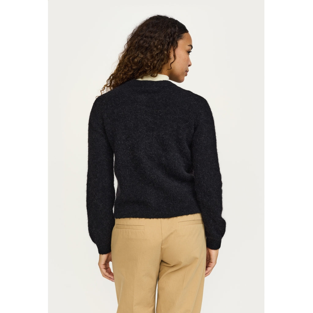 Soft Rebels Allison O Neck Strik Cardigan Sort