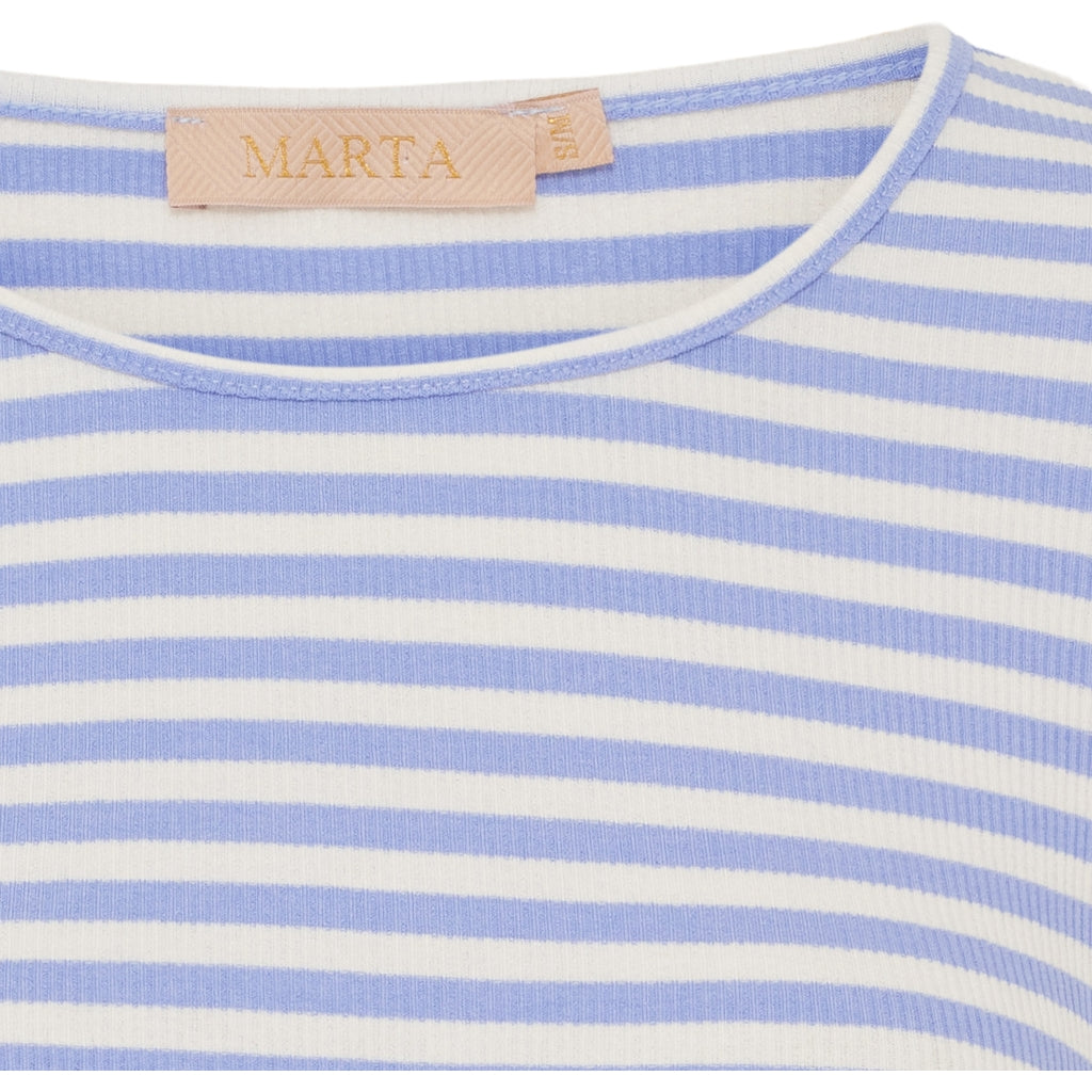 Marta Du Chateau Josiane LS T Shirt Stribet Celeste Blå