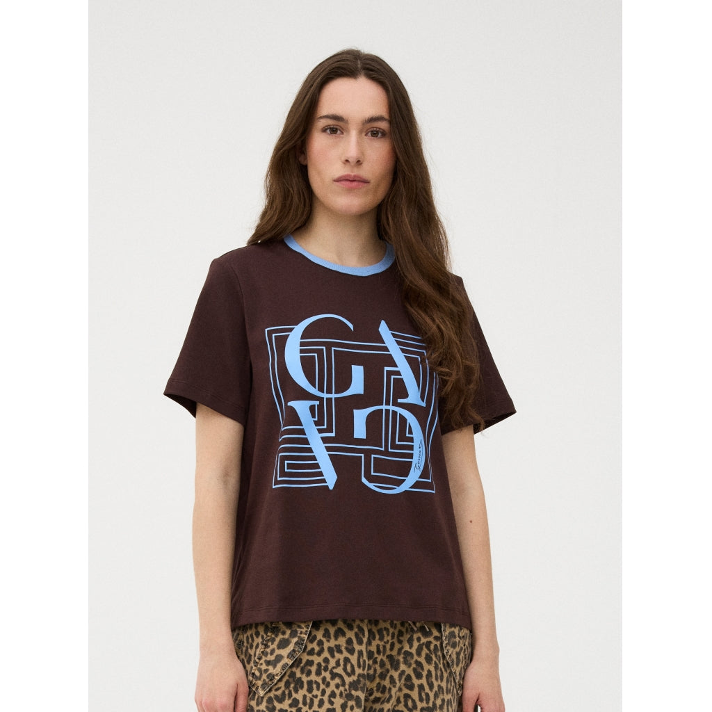 GOSSIA BasGO T-shirt Print Chocolate Brun Blå