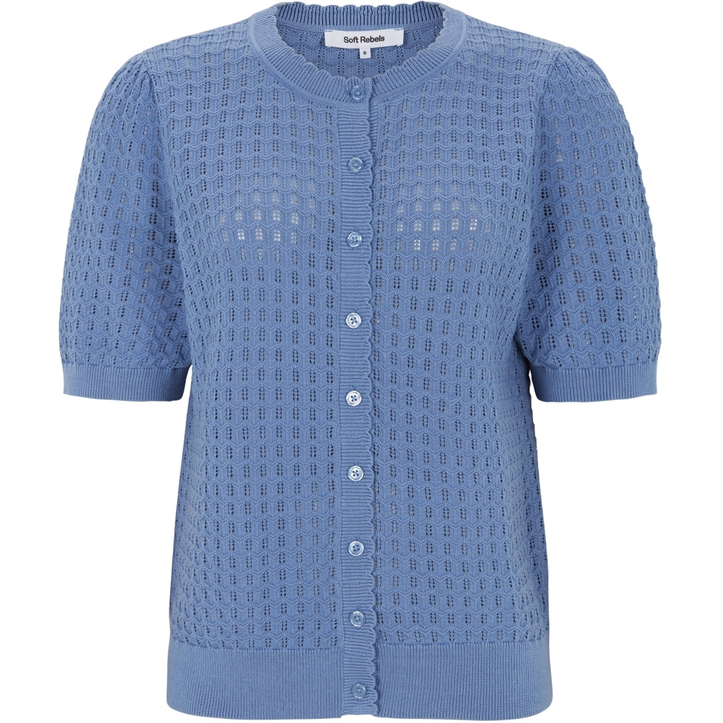 Soft Rebels Alarice Strik Cardigan Kortærmet Forever Blå