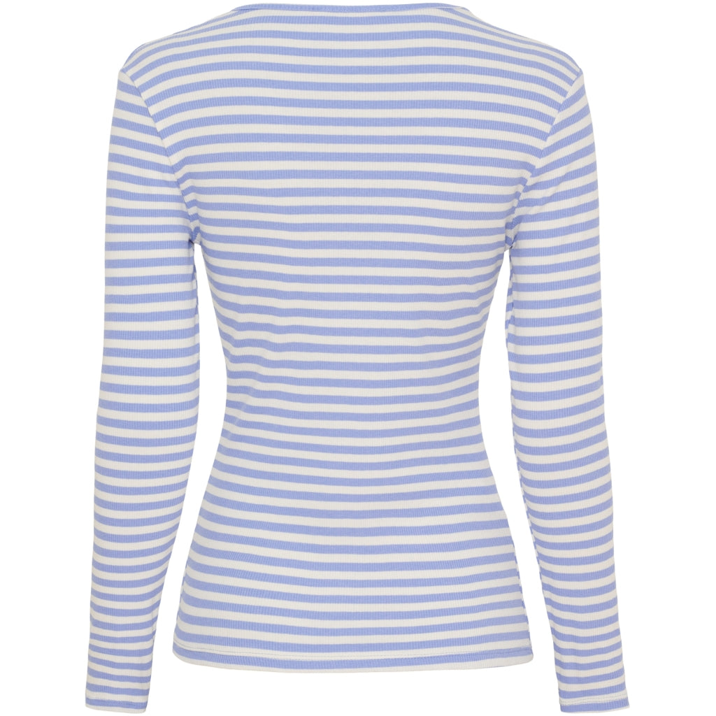 Marta Du Chateau Josiane LS T Shirt Stribet Celeste Blå