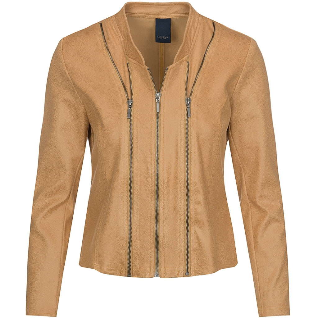 One Two Athena Faux Læder Jakke Camel Brun