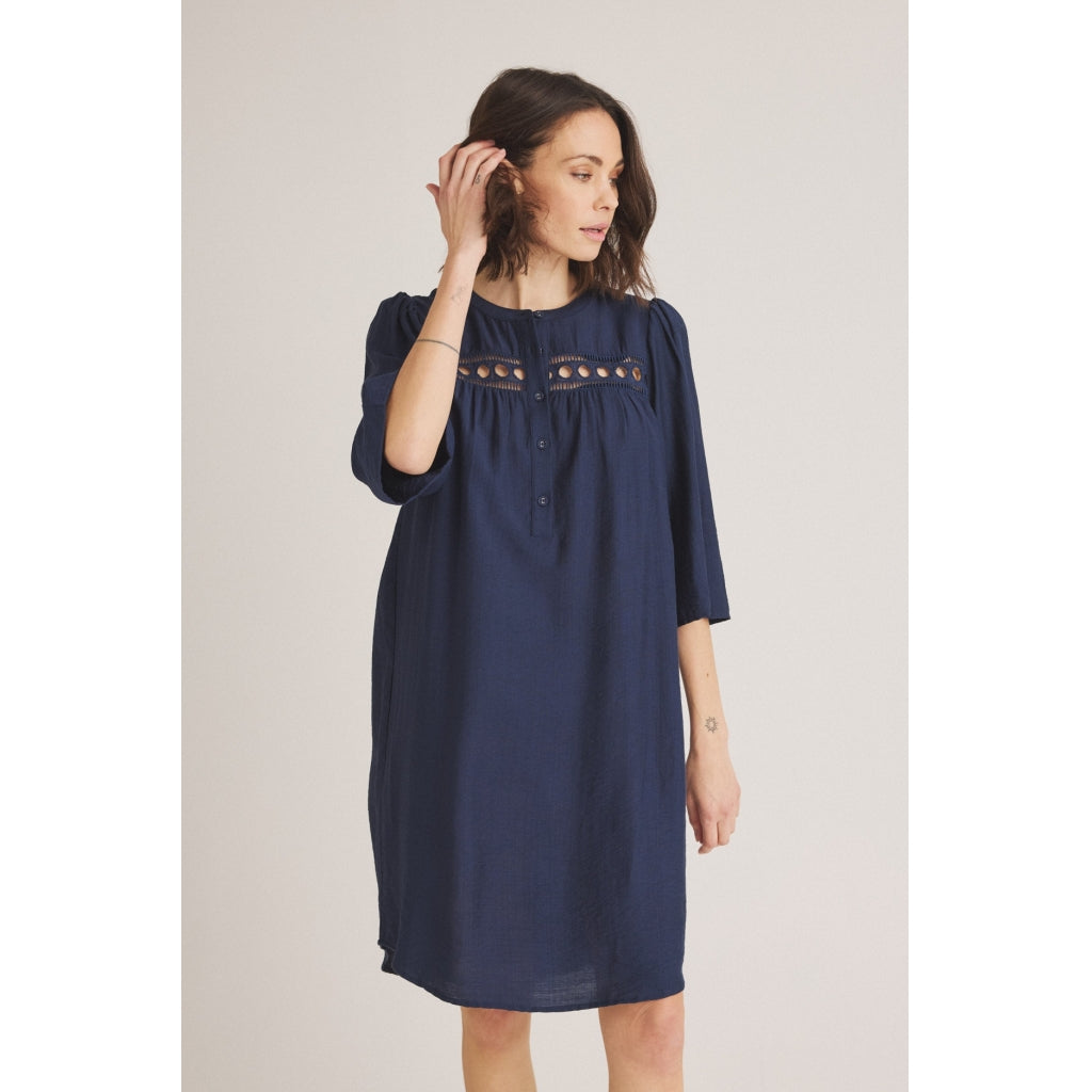 One Two Carolat Kjole Navy Blå