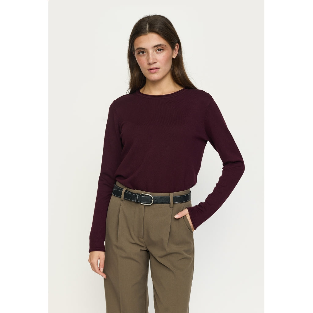 Soft Rebels Marla Strik O-Neck Roll Edge Vinyard Wine Rød