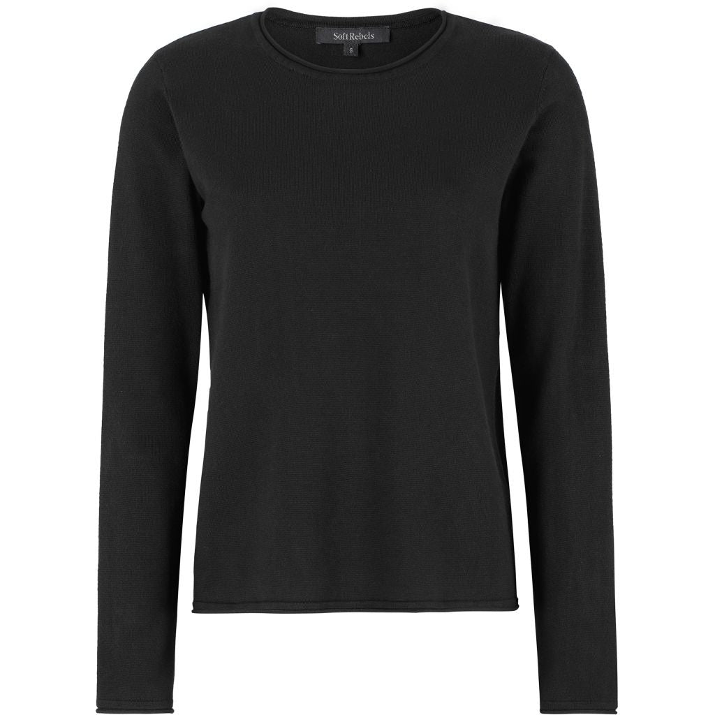 Soft Rebels Marla O-Neck Knit Roll Black