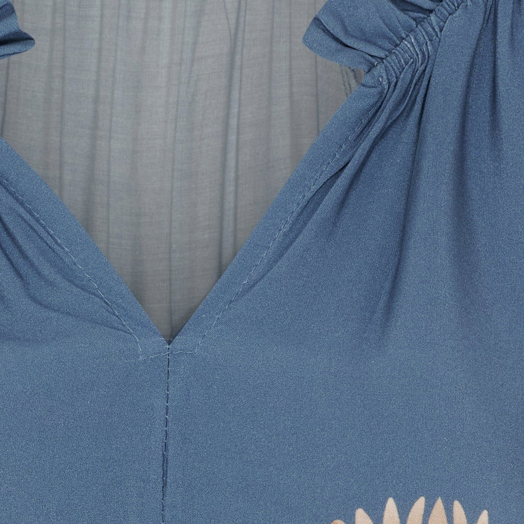 Marta Du Chateau Octavia Skjorte Blomster Jeans Blå