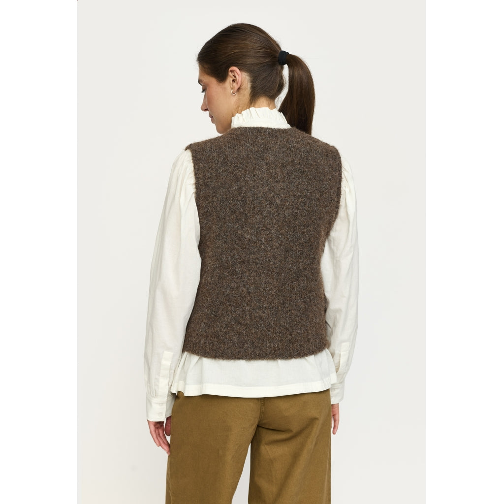 Soft Rebels Camilla Strik Vest Demitasse Melange Brun
