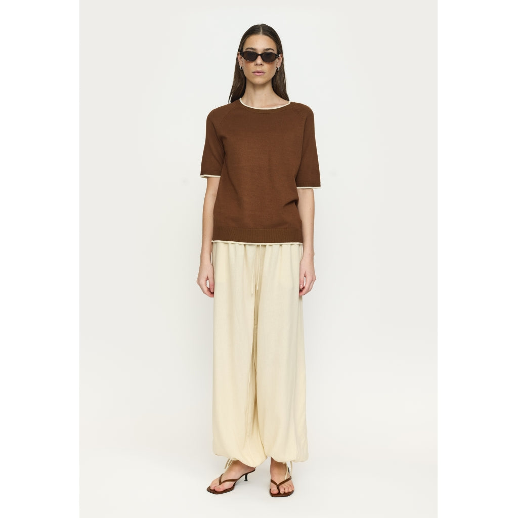 Soft Rebels Marla Contrast Strik Kortærmet Bison Brun