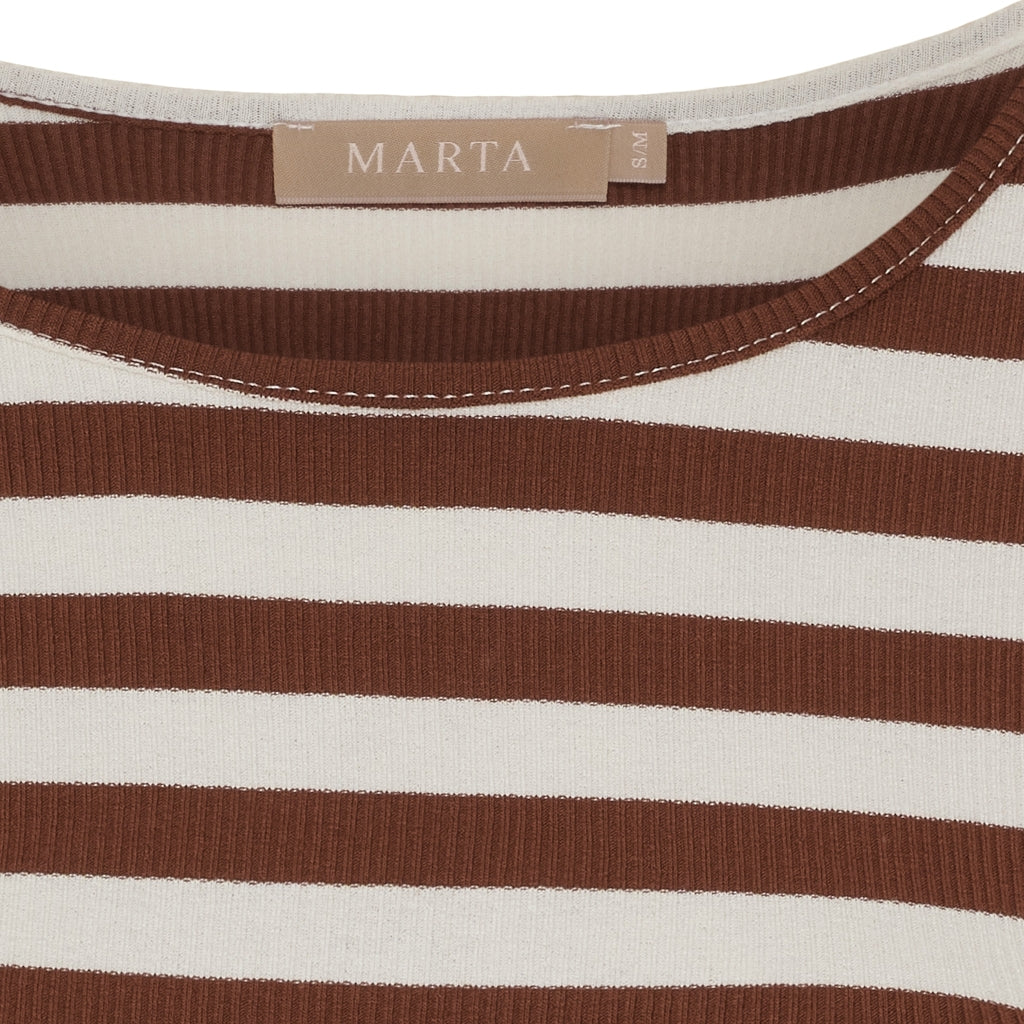 Marta Du Chateau Begonia T-shirt Langærmet Stribet Nødde Brun