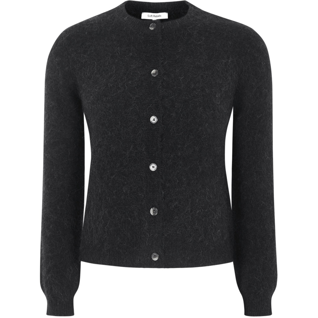 Soft Rebels Allison O Neck Strik Cardigan Sort