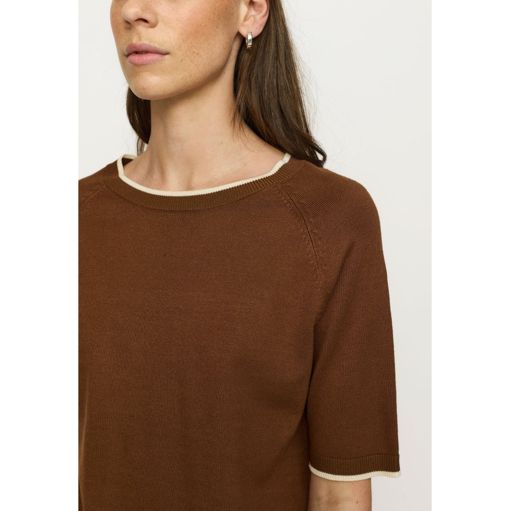 Soft Rebels Marla Contrast Strik Kortærmet Bison Brun