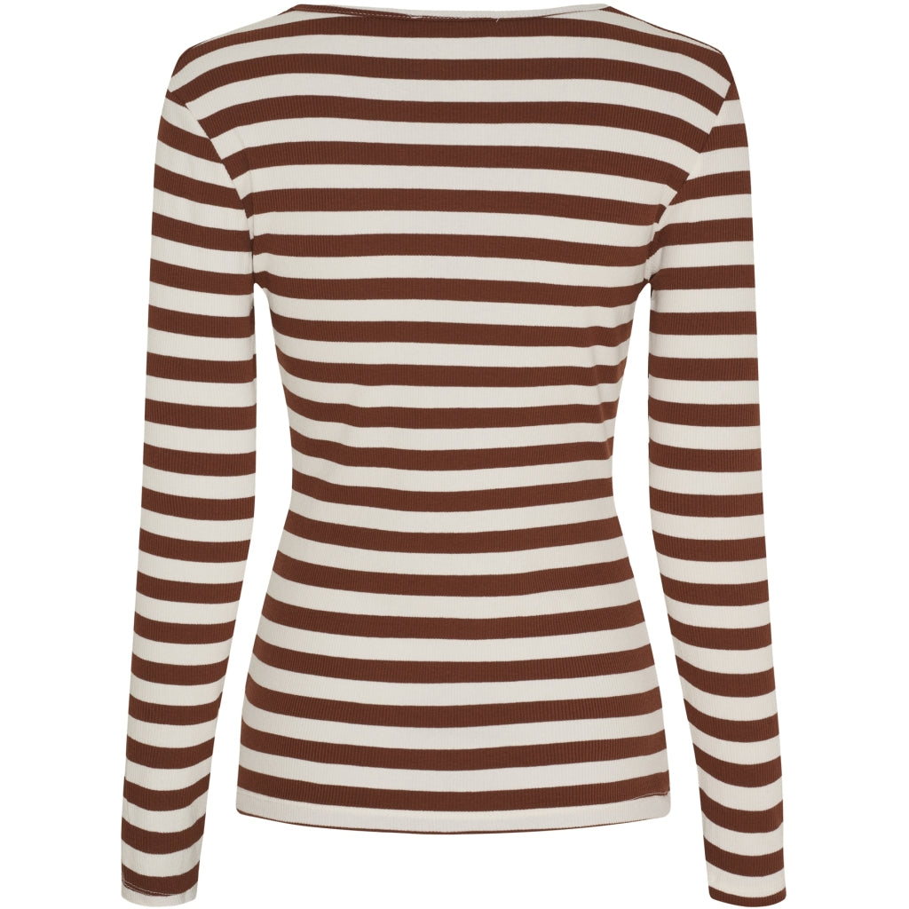 Marta Du Chateau Begonia T-shirt Langærmet Stribet Nødde Brun