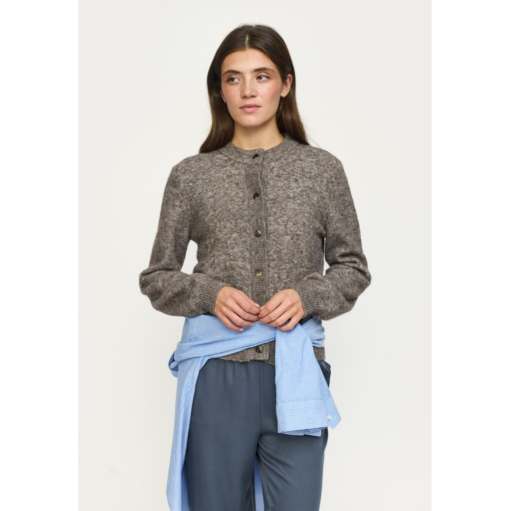 Soft Rebels Allison O-Neck Strik Cardigan Demitasse Melange Grå