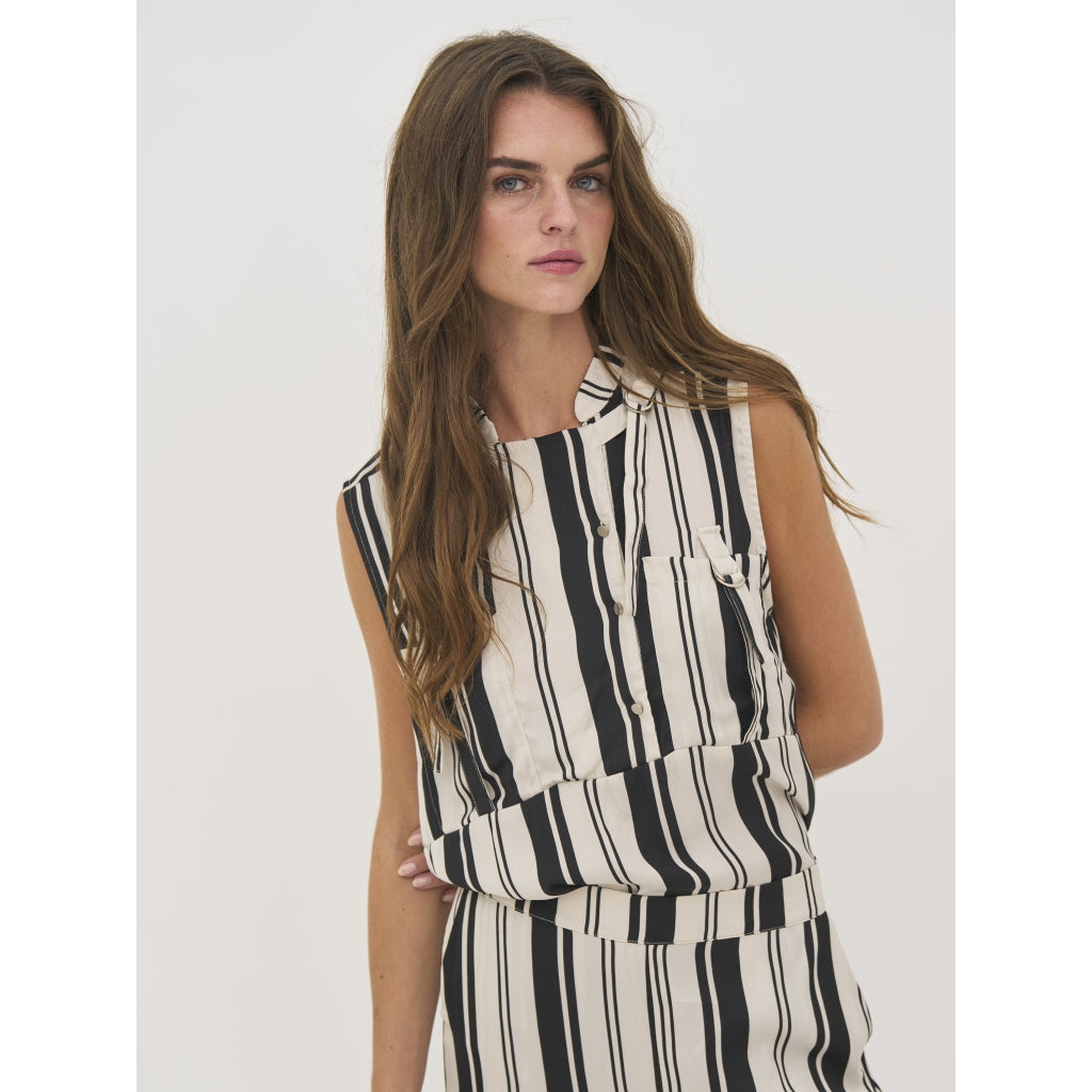 Nü Denmark Dora Bluse Strib Sort